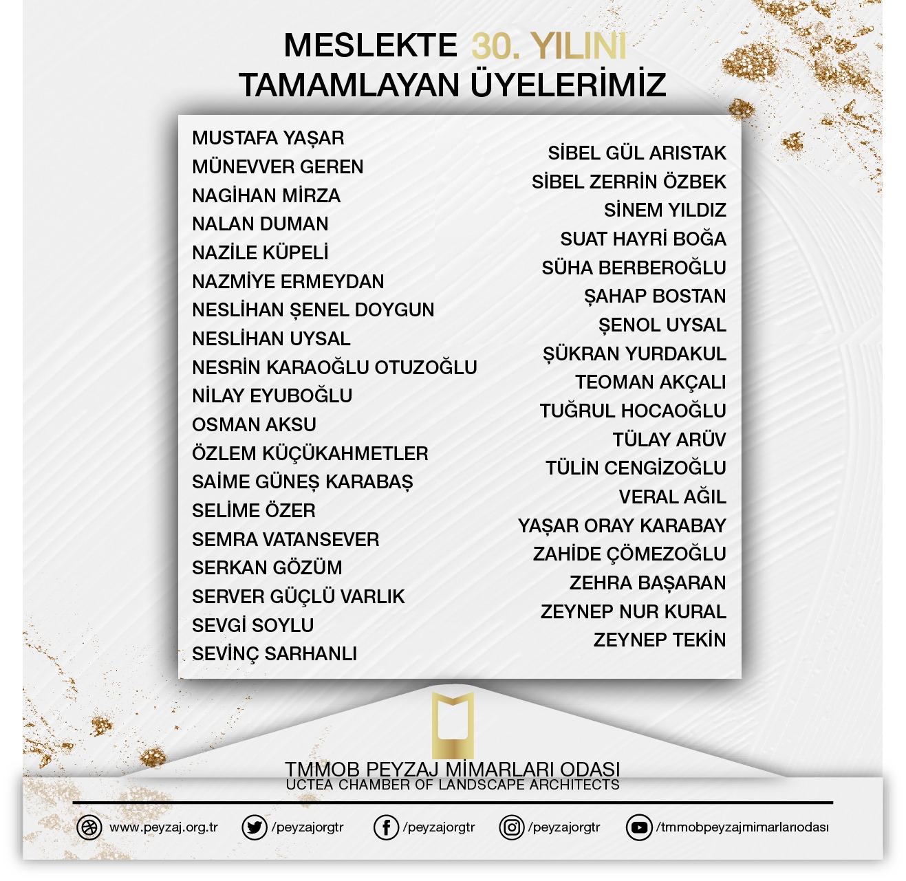 KUTLAMA | MESLEKTE 30. YILINI TAMAMLAYAN ÜYELERİMİZ