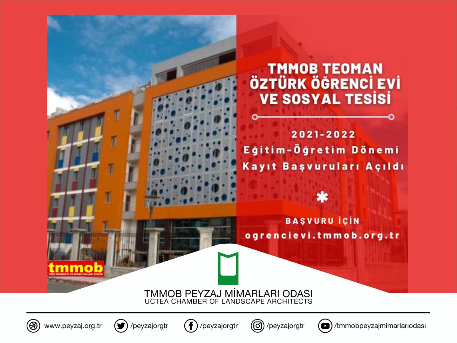 TMMOB TEOMAN ÖZTÜRK ÖĞRENCİ EVİ 2021-2022 DÖNEMİ KAYIT BAŞVURULARI AÇILDI