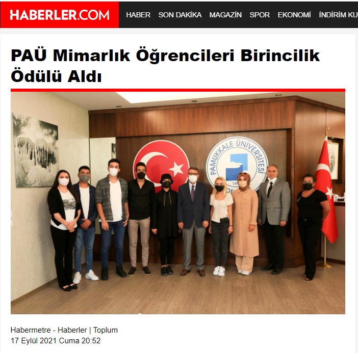 PAÜ MİMARLIK ÖĞRENCİLERİ BİRİNCİLİK ÖDÜLÜ ALDI 17.09.2021 / HABERLER.COM