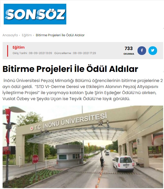 BİTİRME PROJELERİ İLE ÖDÜL ALDILAR 08.09.2021 / SONSÖZ