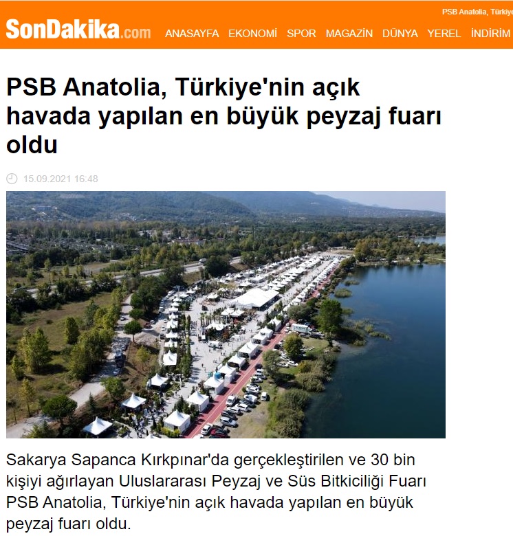 PSB ANATOLİA, TÜRKİYE`NİN AÇIK HAVADA YAPILAN EN BÜYÜK PEYZAJ FUARI OLDU 15.09.2021 / SONDAKİKA