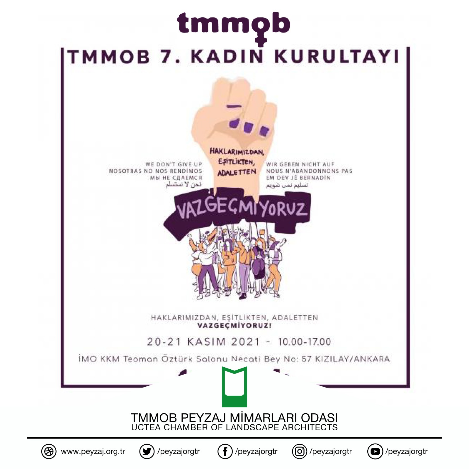 TMMOB 7. KADIN KURULTAYI 20-21 KASIM`DA...