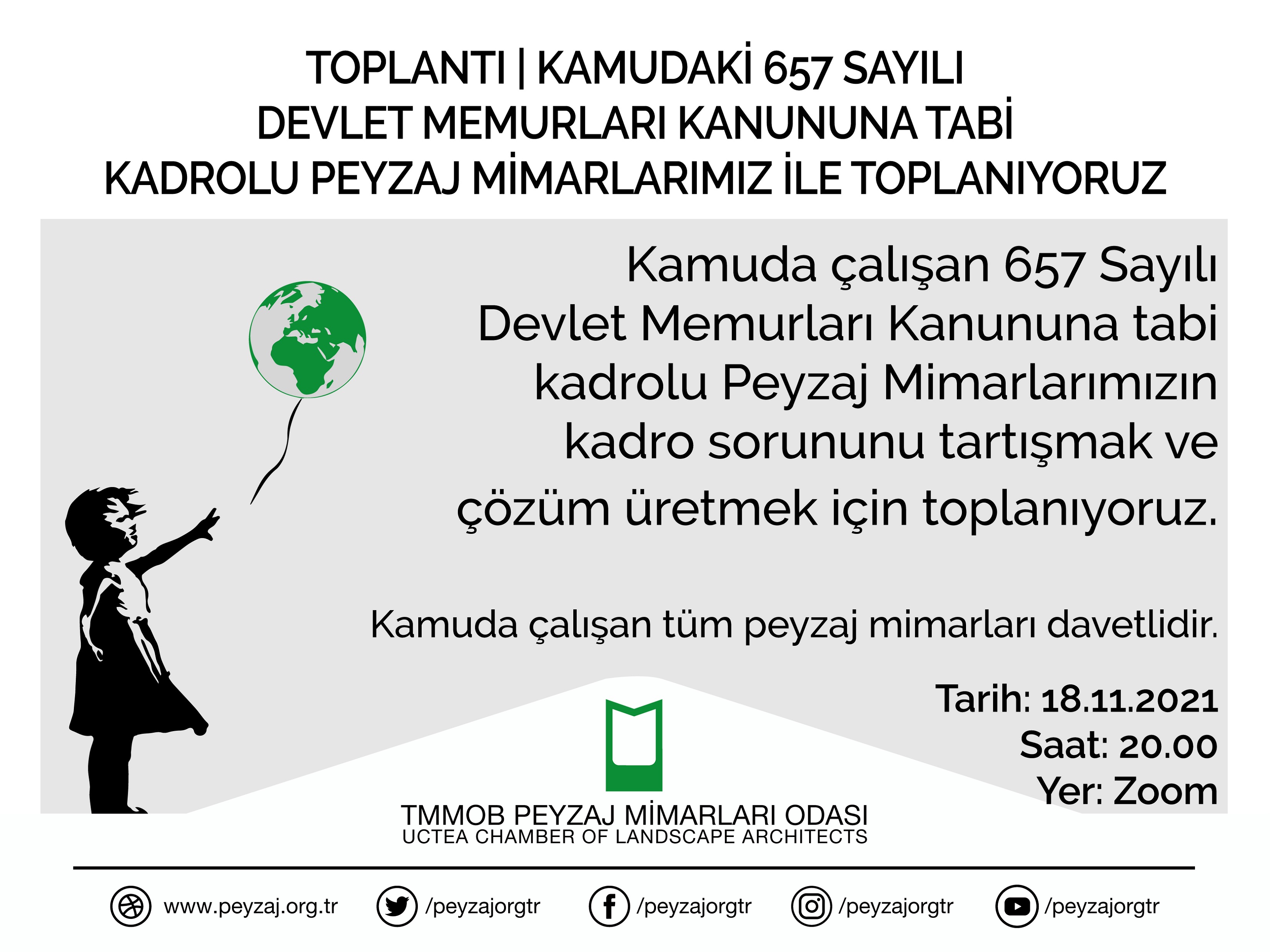 TOPLANTI | KAMUDAKİ 657 SAYILI DEVLET MEMURLARI KANUNUNA TABİ KADROLU PEYZAJ MİMARLARIMIZ İLE TOPLANIYORUZ