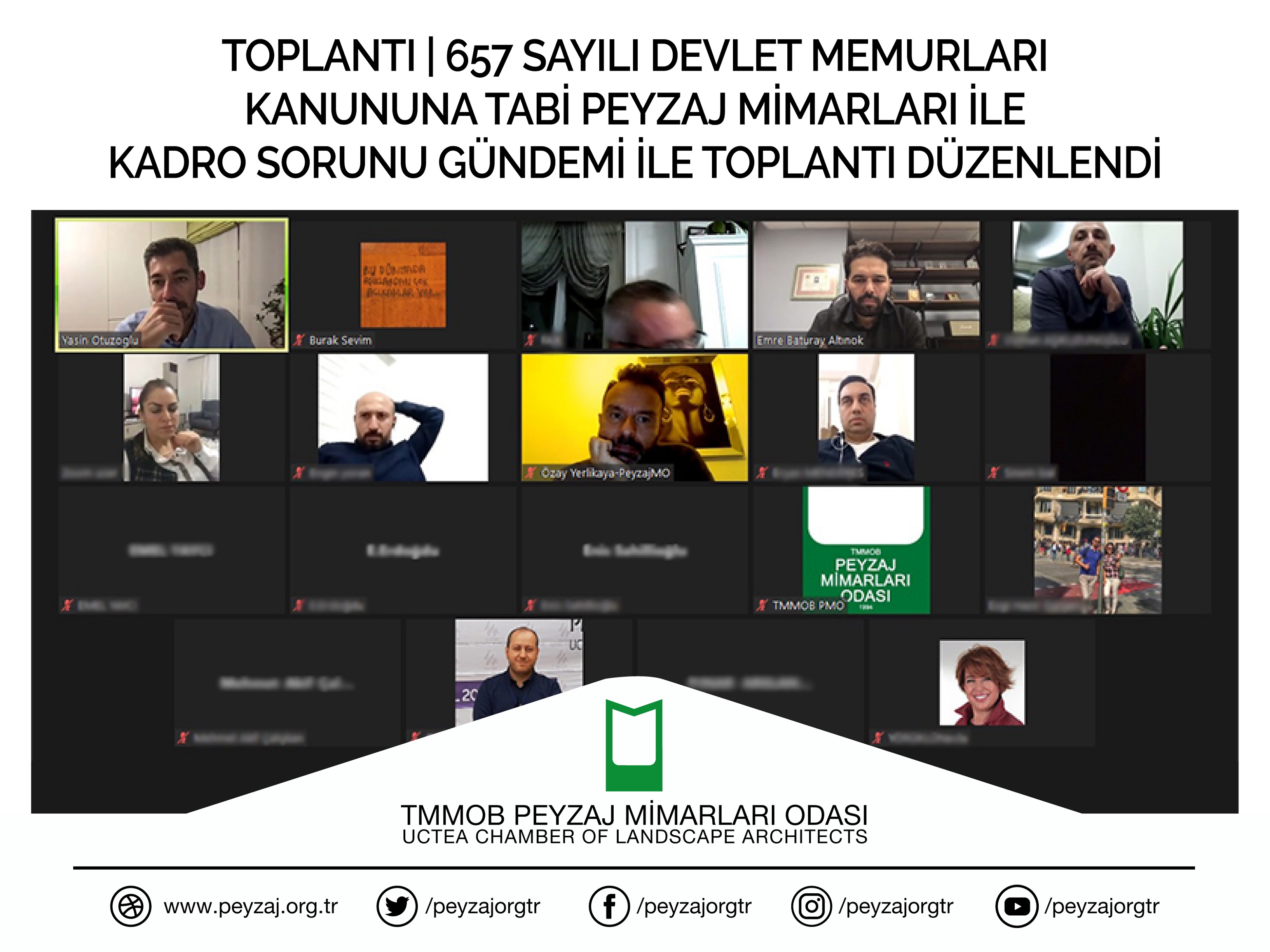 TOPLANTI | 657 SAYILI DEVLET MEMURLARI KANUNUNA TABİ PEYZAJ MİMARLARI İLE KADRO SORUNU GÜNDEMİ İLE TOPLANTI DÜZENLENDİ