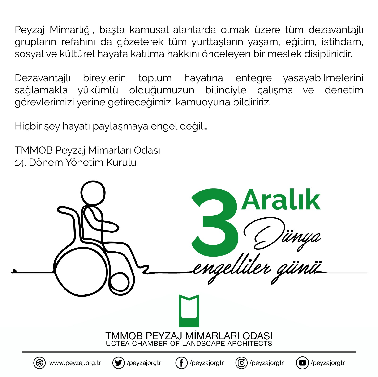 3 ARALIK DÜNYA ENGELLİLER GÜNÜ