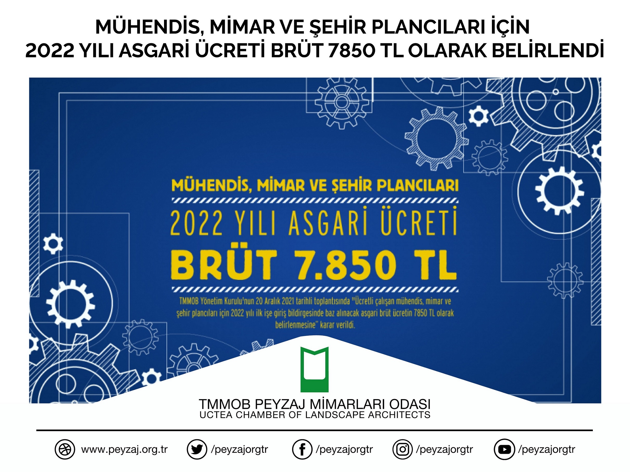 MÜHENDİS, MİMAR VE ŞEHİR PLANCILARI İÇİN 2022 YILI ASGARİ ÜCRETİ 7850 TL OLARAK BELİRLENDİ