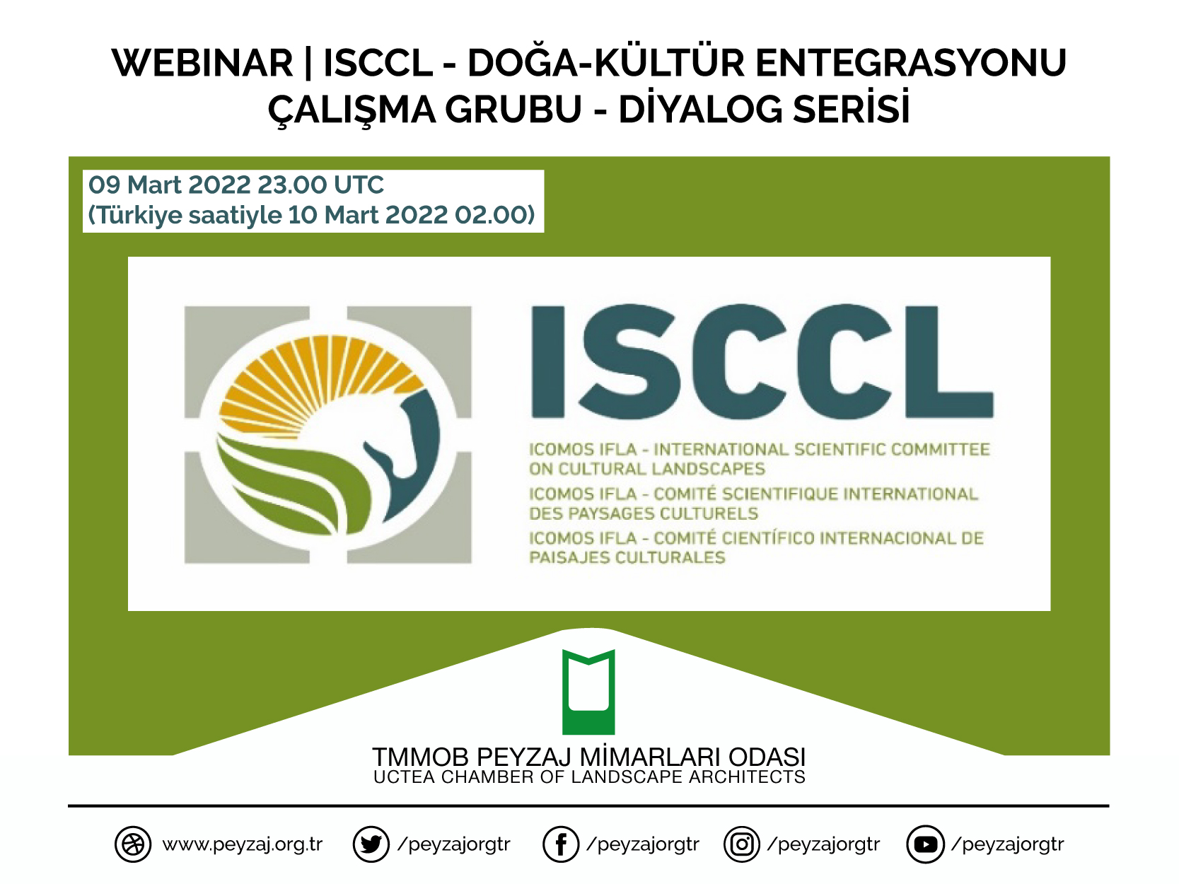 WEBINAR | ISCCL - DOĞA-KÜLTÜR ENTEGRASYONU ÇALIŞMA GRUBU - DİYALOG SERİSİ