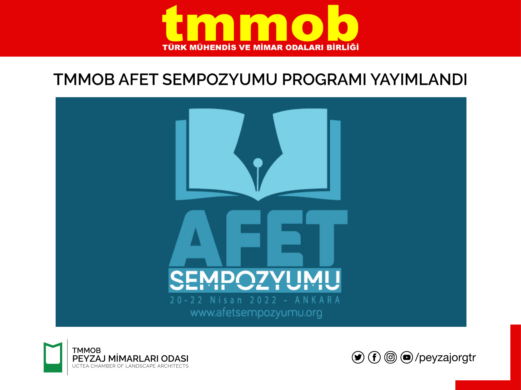 TMMOB AFET SEMPOZYUMU PROGRAMI YAYIMLANDI