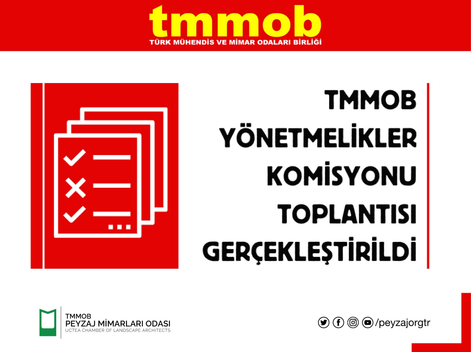 TMMOB YÖNETMELİKLER KOMİSYONU TOPLANTISI GERÇEKLEŞTİRİLDİ