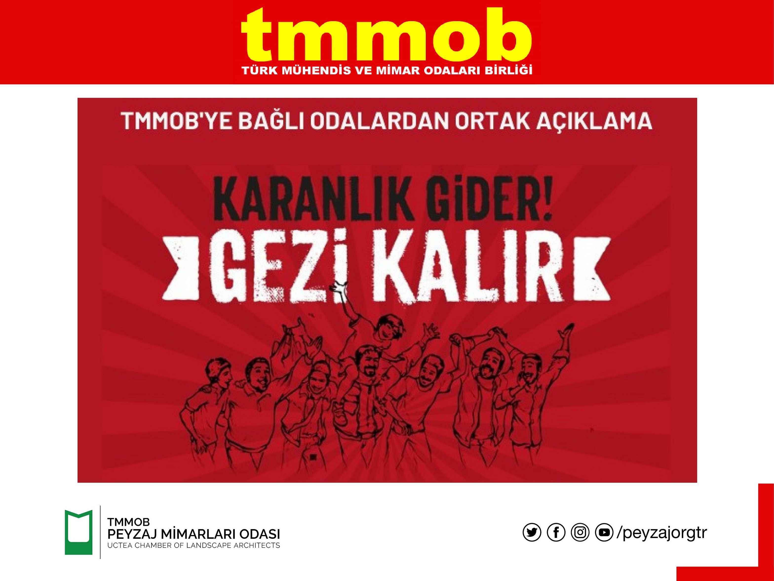 TMMOB | UNUTULMAZ GEZİ'Yİ SELAMLIYORUZ! HİÇBİR HUKUK DIŞI KARAR GEZİ DİRENİŞİNİN MEŞRUİYETİNİ GÖLGELEYEMEZ

