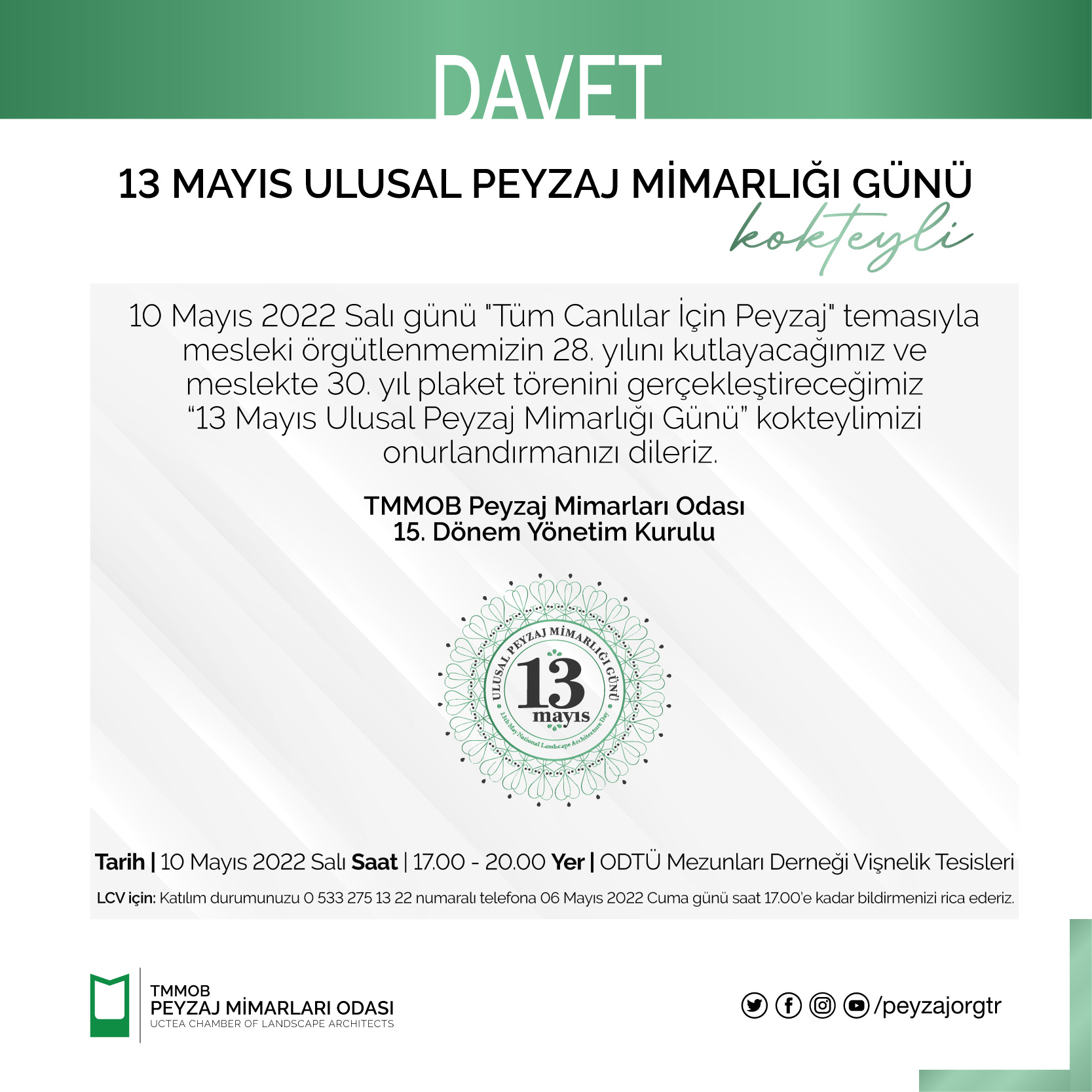DAVET | 13 MAYIS ULUSAL PEYZAJ MİMARLIĞI GÜNÜ KOKTEYLİ