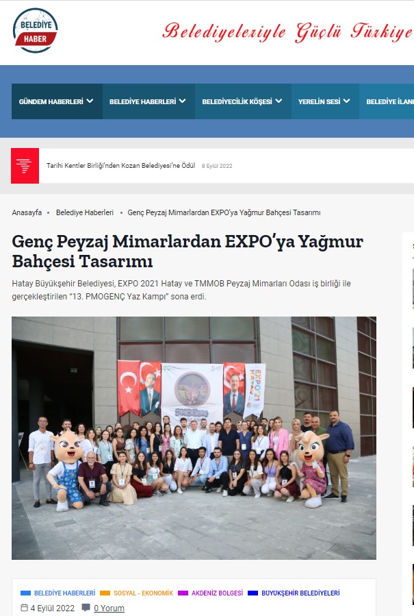 GENÇ PEYZAJ MİMARLARDAN EXPO'YA YAĞMUR BAHÇESİ TASARIMI 04.09.2022 / BELEDİYE HABER