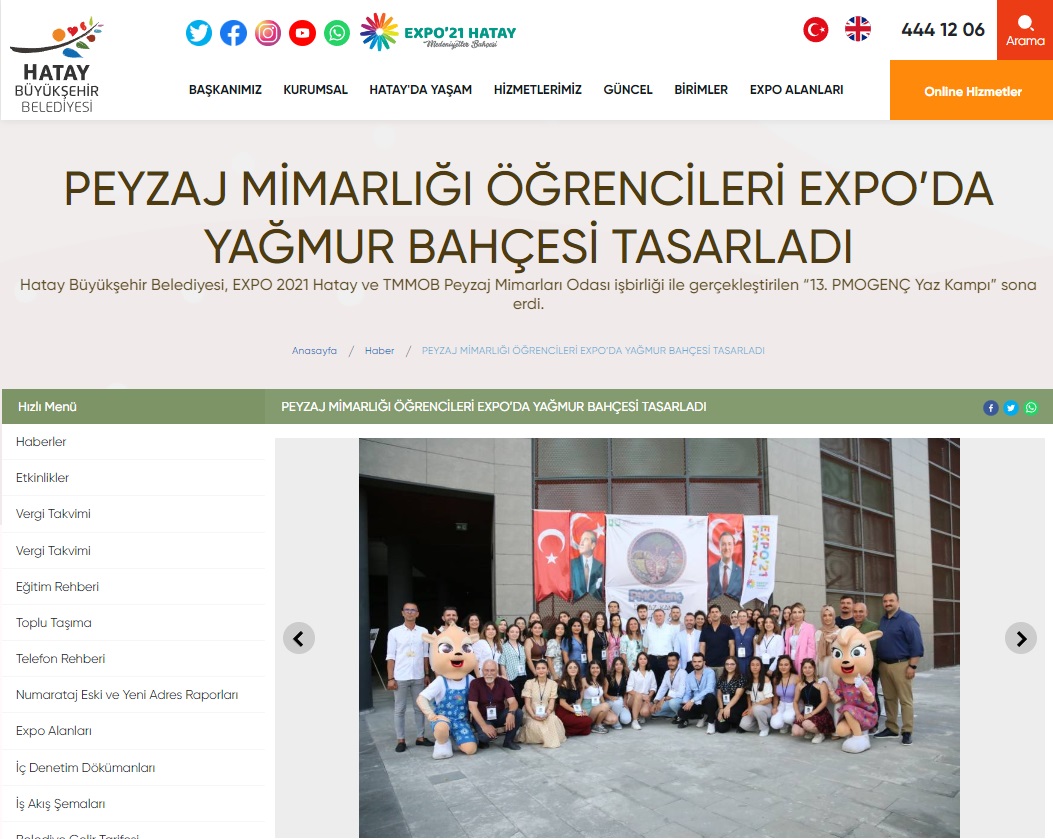 PEYZAJ MİMARLIĞI ÖĞRENCİLERİ EXPO'DA YAĞMUR BAHÇESİ TASARLADI 03.09.2022 / HATAY BÜYÜKŞEHİR BELEDİYESİ