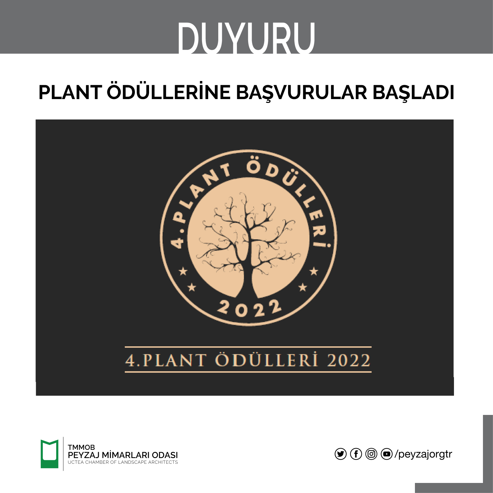 PLANT ÖDÜLLERİNE BAŞVURULAR BAŞLADI