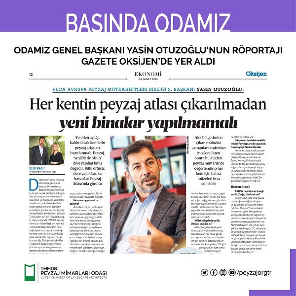 BASINDA ODAMIZ | ODAMIZ GENEL BAŞKANI YASİN OTUZOĞLU'NUN RÖPORTAJI GAZETE OKSİJEN'DE YER ALDI