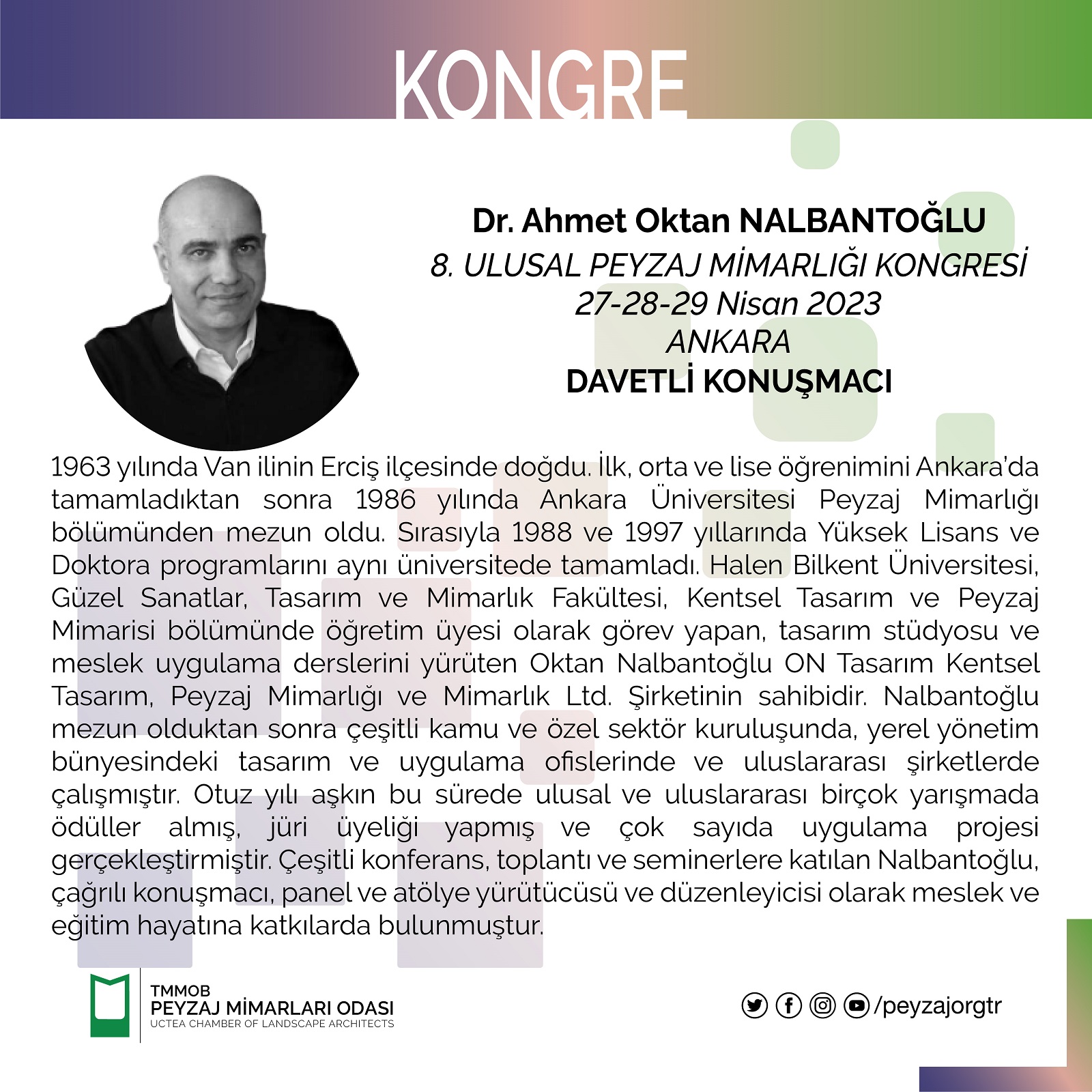 KONGRE | DR. AHMET OKTAN NALBANTOĞLU - DAVETLİ KONUŞMACI