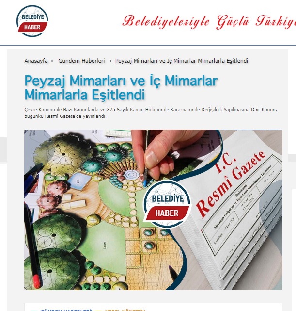 PEYZAJ MİMARLARI VE İÇ MİMARLAR MİMARLARLA EŞİTLENDİ 05.04.2023 / BELEDİYE HABER