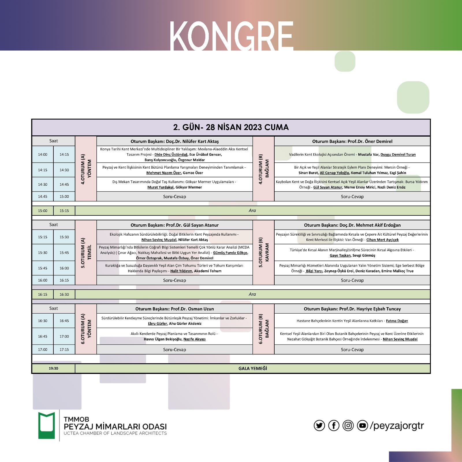 KONGRE | 8. ULUSAL PEYZAJ MİMARLIĞI KONGRESİ PROGRAMI YAYIMLANMIŞTIR