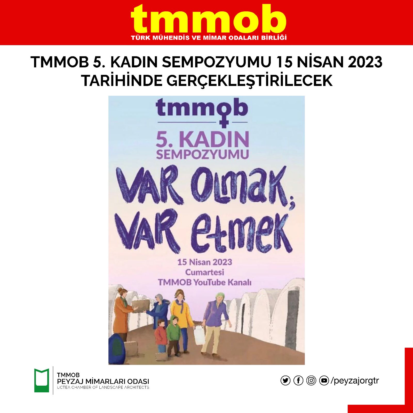 TMMOB 5. KADIN SEMPOZYUMU 15 NİSAN 2023 TARİHİNDE GERÇEKLEŞTİRİLECEK