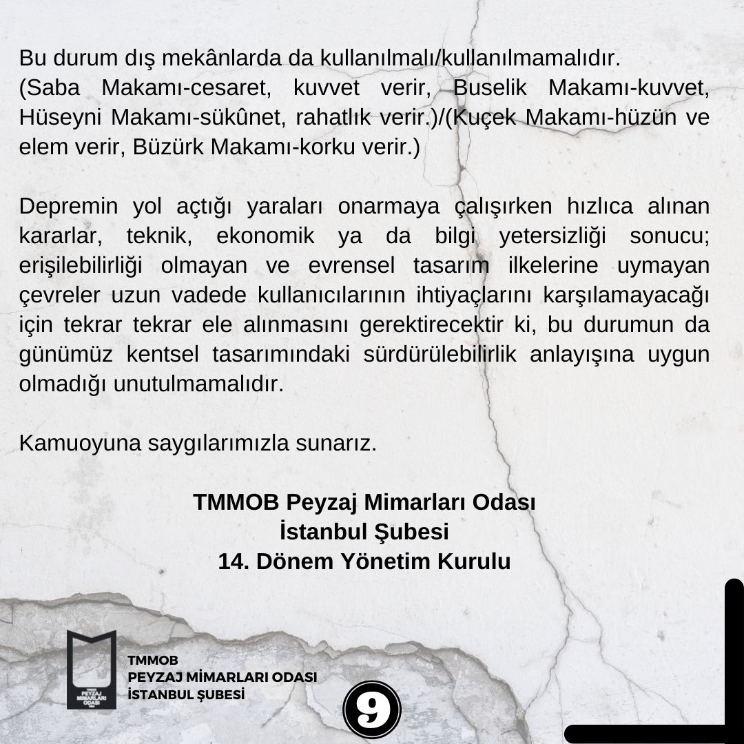 DEPREM VE PEYZAJ PANELİ SONUÇ BİLDİRGESİ 