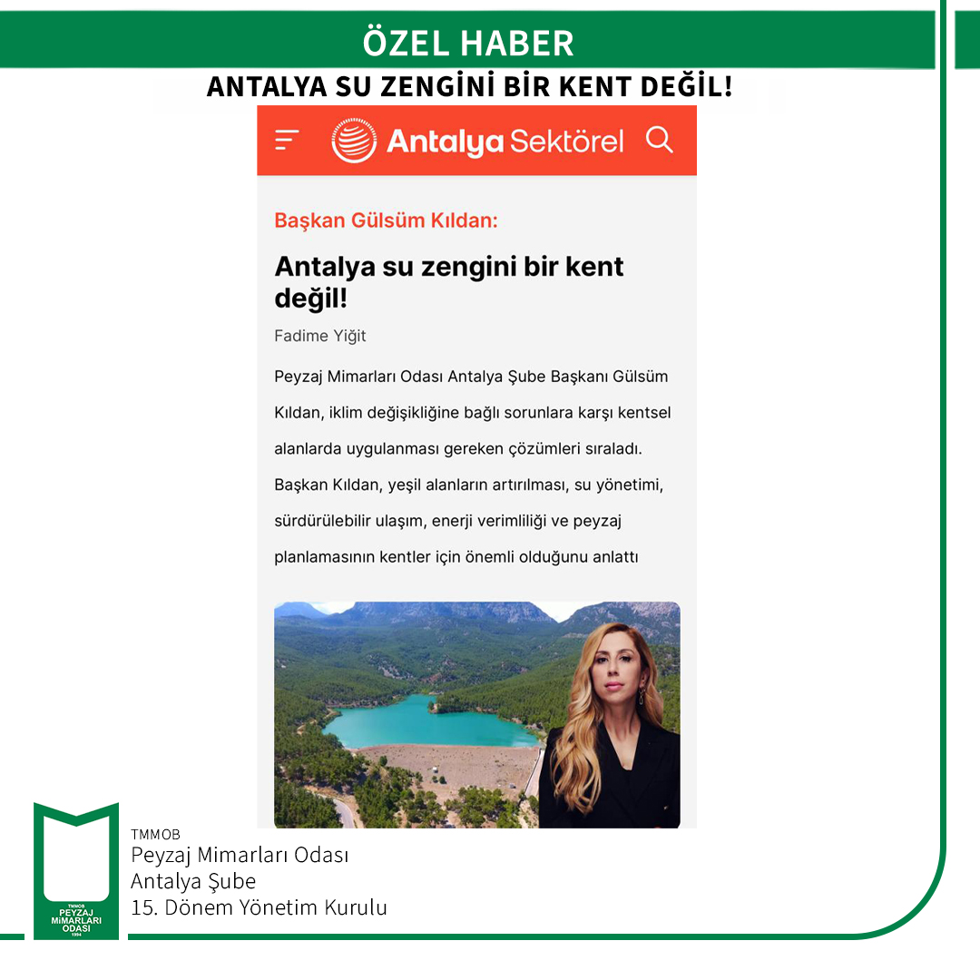 ÖZEL HABER / ANTALYA SU ZENGİNİ BİR KENT DEĞİL!