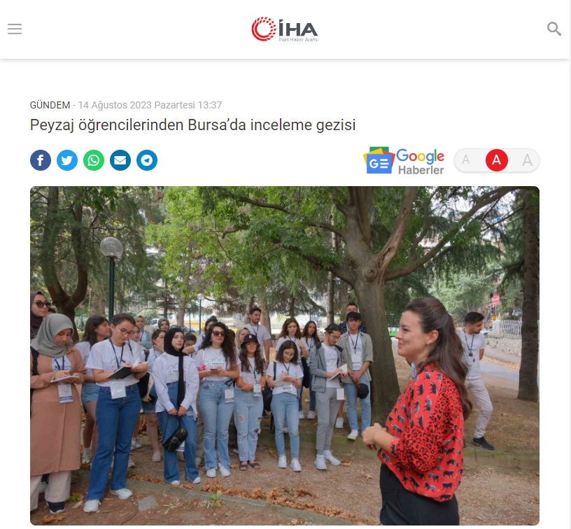 PEYZAJ ÖĞRENCİLERİNDEN BURSA'DA İNCELEME GEZİSİ 14.08.2023 / İHA