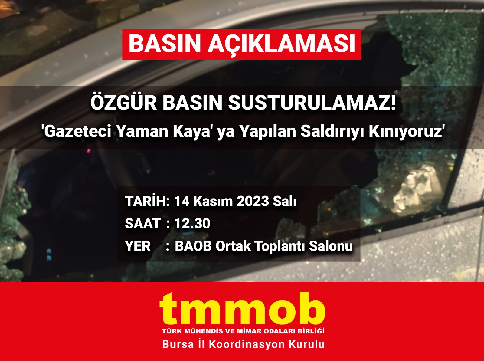 BASIN AÇIKLAMASI | GAZETECİ YAMAN KAYA'YA YAPILAN SALDIRIYI KINIYORUZ.