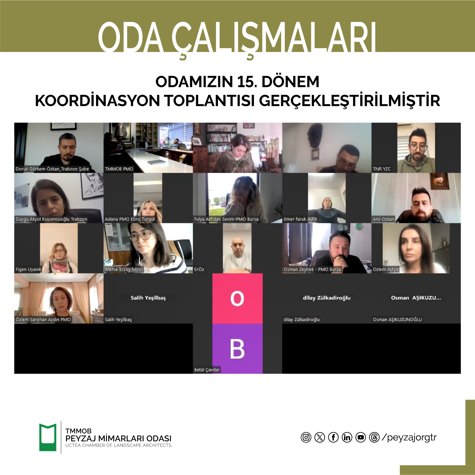 ODAMIZIN 15. DÖNEM KOORDİNASYON TOPLANTISI GERÇEKLEŞTİRİLMİŞTİR