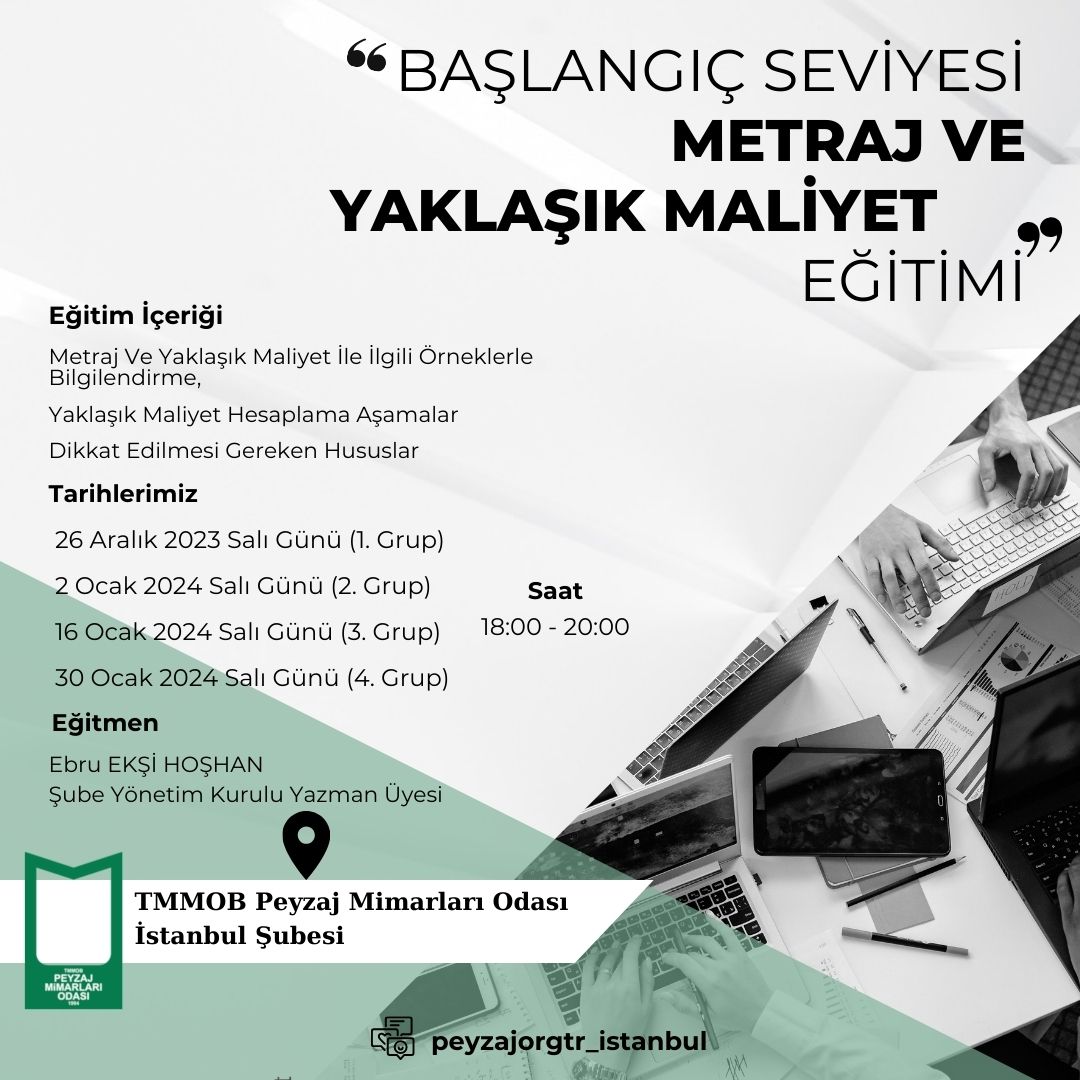 BAŞLANGIÇ SEVİYESİ METRAJ VE YAKLAŞIK MALİYET EĞİTİMİ 