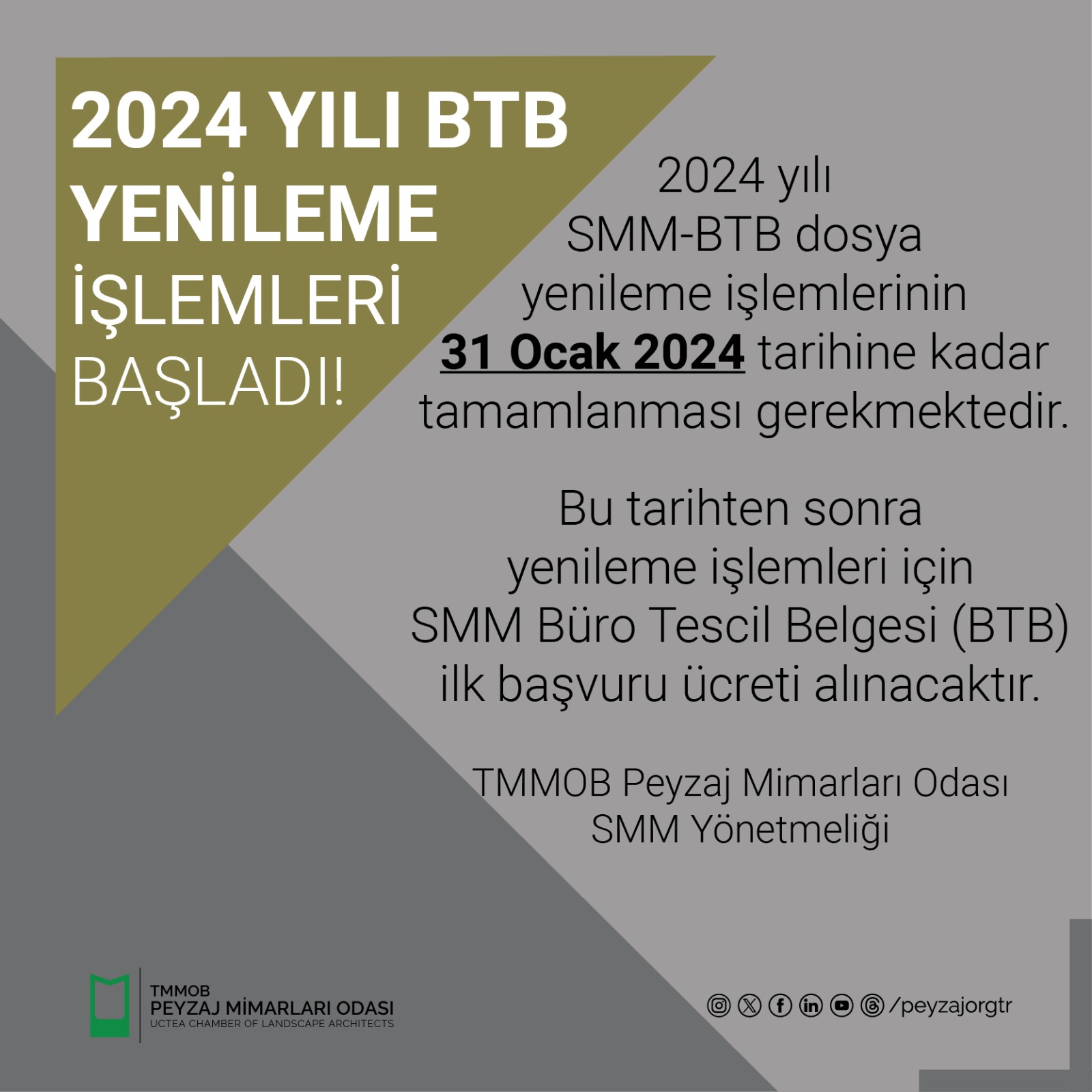  2024 YILI BÜRO TESCİL YENİLEME İŞLEMLERİ BAŞLADI