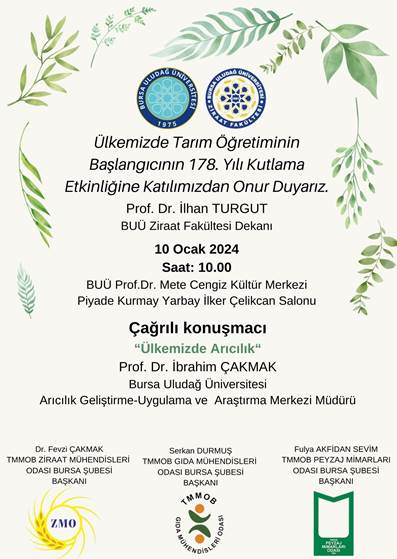 ETKİNLİK | ÜLKEMİZDE TARIM ÖĞRETİMİNİN BAŞLANGICININ 178. YILI KUTLAMA ETKİNLİĞİ GERÇEKLEŞTİRİLDİ.