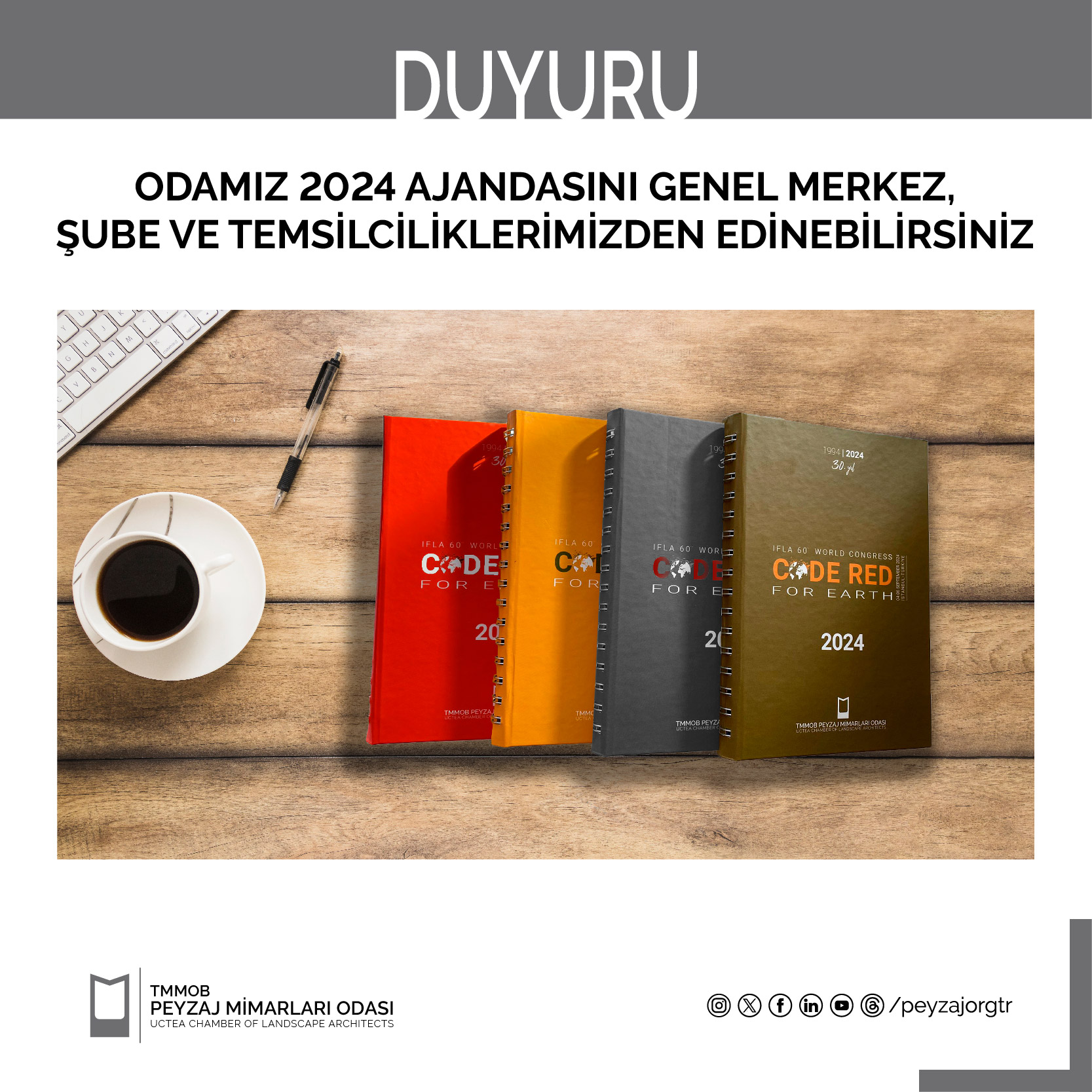 ODAMIZ 2024 AJANDASINI GENEL MERKEZ, ŞUBE VE TEMSİLCİLİKLERİMİZDEN EDİNEBİLİRSİNİZ