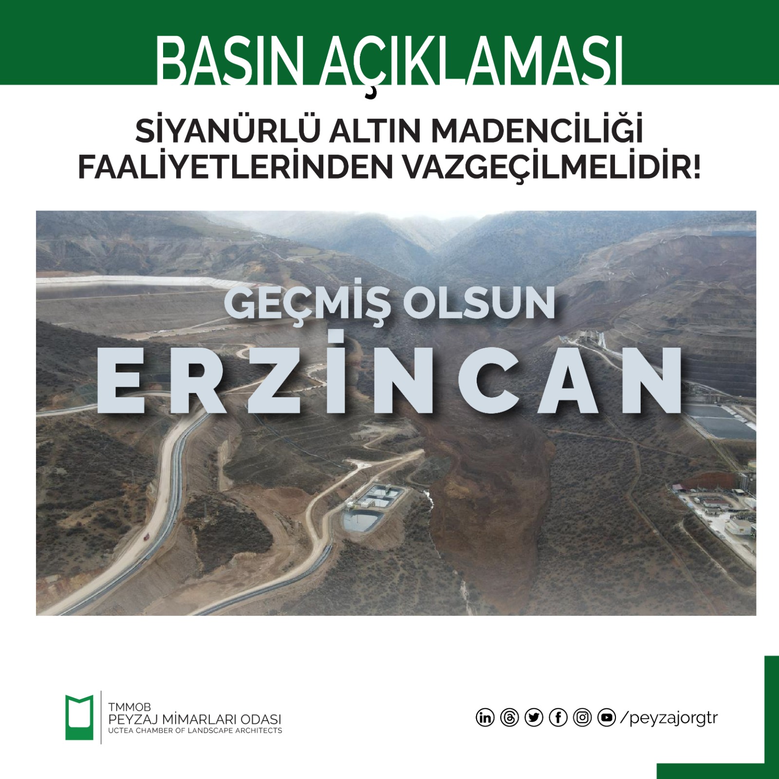 BASIN AÇIKLAMASI | SİYANÜRLÜ ALTIN MADENCİLİĞİ FAALİYETLERİNDEN VAZGEÇİLMELİDİR!