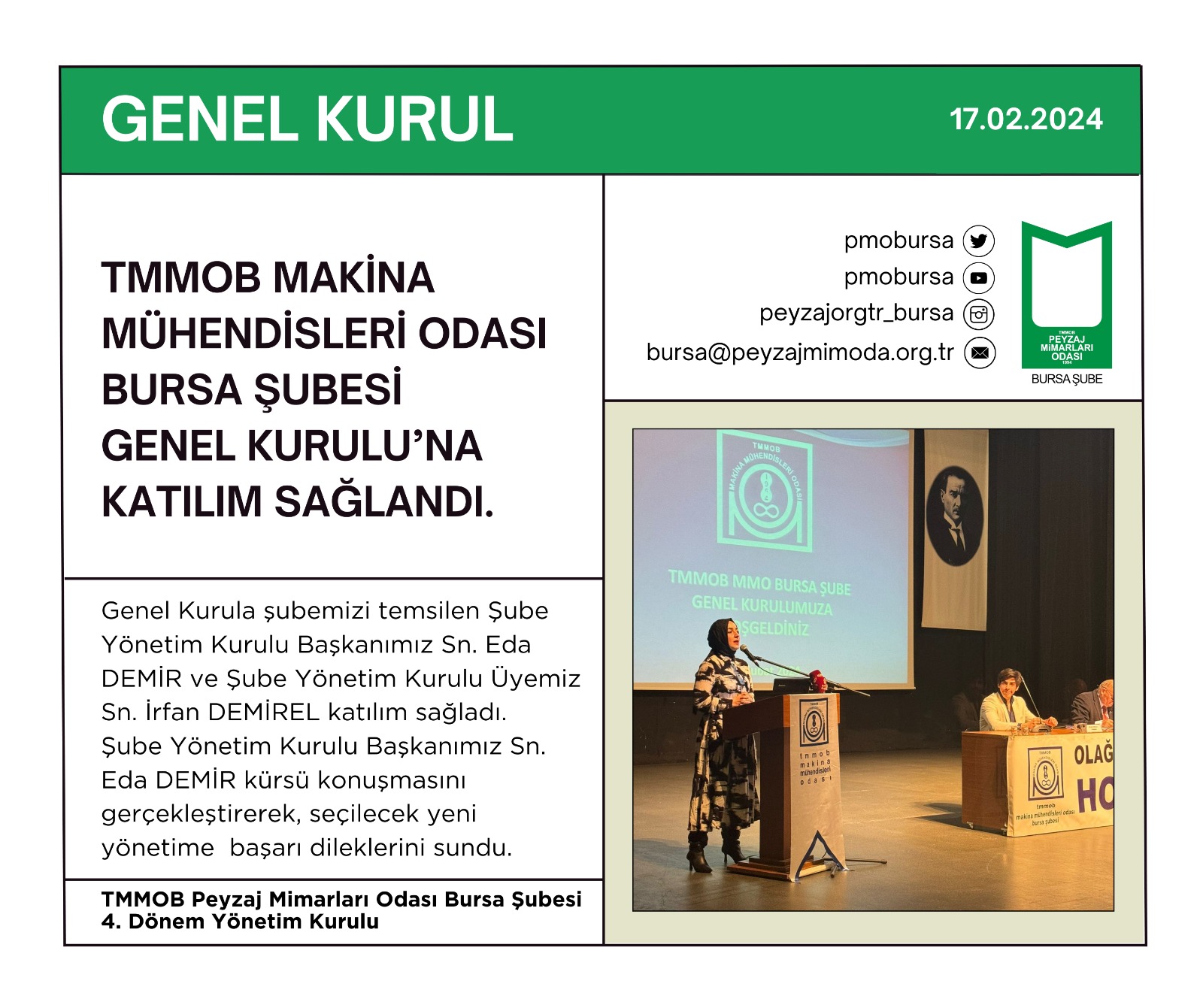 GENEL KURUL | TMMOB MAKİNA MÜHENDİSLERİ ODASI GENEL KURULU'NA KATILIM SAĞLANDI.