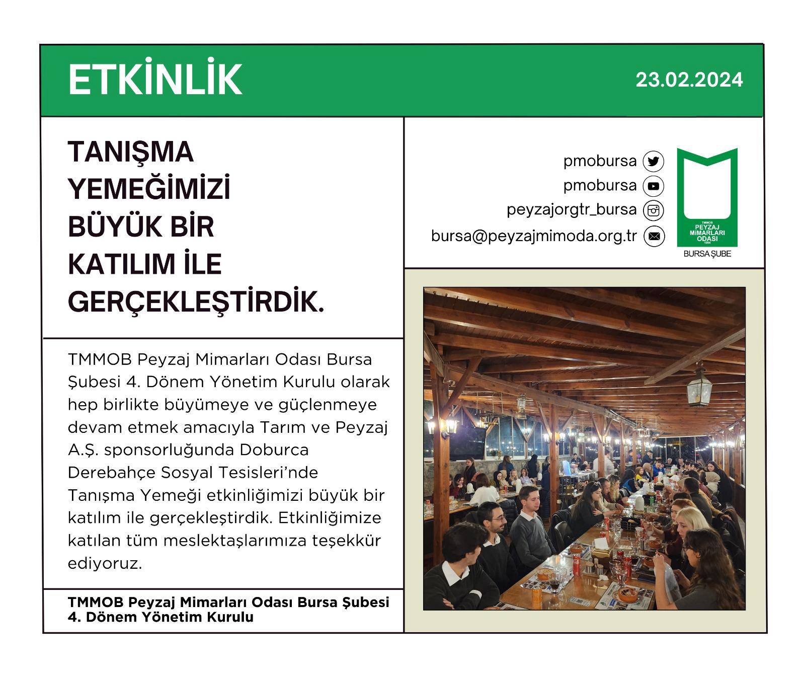 ETKİNLİK | TANIŞMA YEMEĞİMİZİ BÜYÜK BİR KATILIM İLE GERÇEKLEŞTİRDİK.
