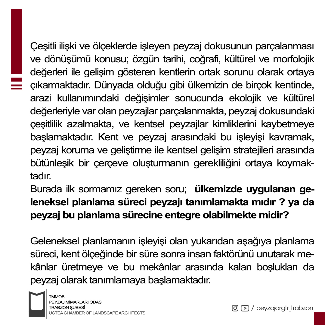 BASIN AÇIKLAMASI | PEYZAJ TABANLI ŞEHİRCİLİK ANLAYIŞI