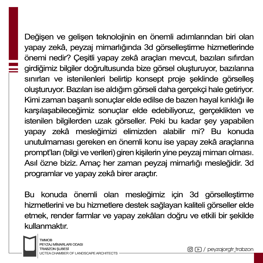 BASIN AÇIKLAMASI | PEYZAJ MİMARLIĞINDA 3D GÖRSELLEŞTİRME VE YAPAY ZEKA TEKNOLOJİLERİ