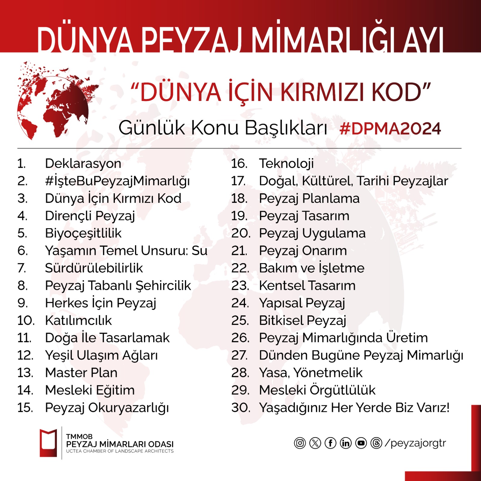 DÜNYA PEYZAJ MİMARLIĞI AYI | "DÜNYA İÇİN KIRMIZI KOD"