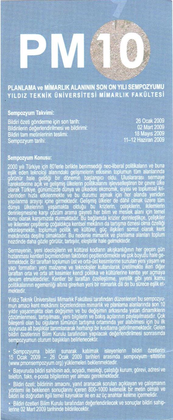 PLANLAMA VE MİMARLIK ALANININ SON ON YILI SEMPOZYUMU