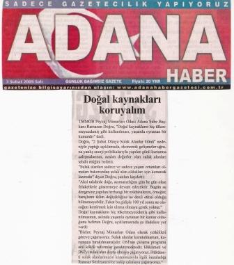 ADANA BASININDA 2 ŞUBAT DÜNYA SULAK ALANLAR GÜNÜ