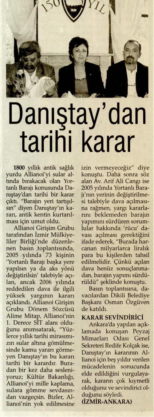 EVRENSEL 10.10.2009  "DANIŞTAYDAN TARİHİ KARAR"