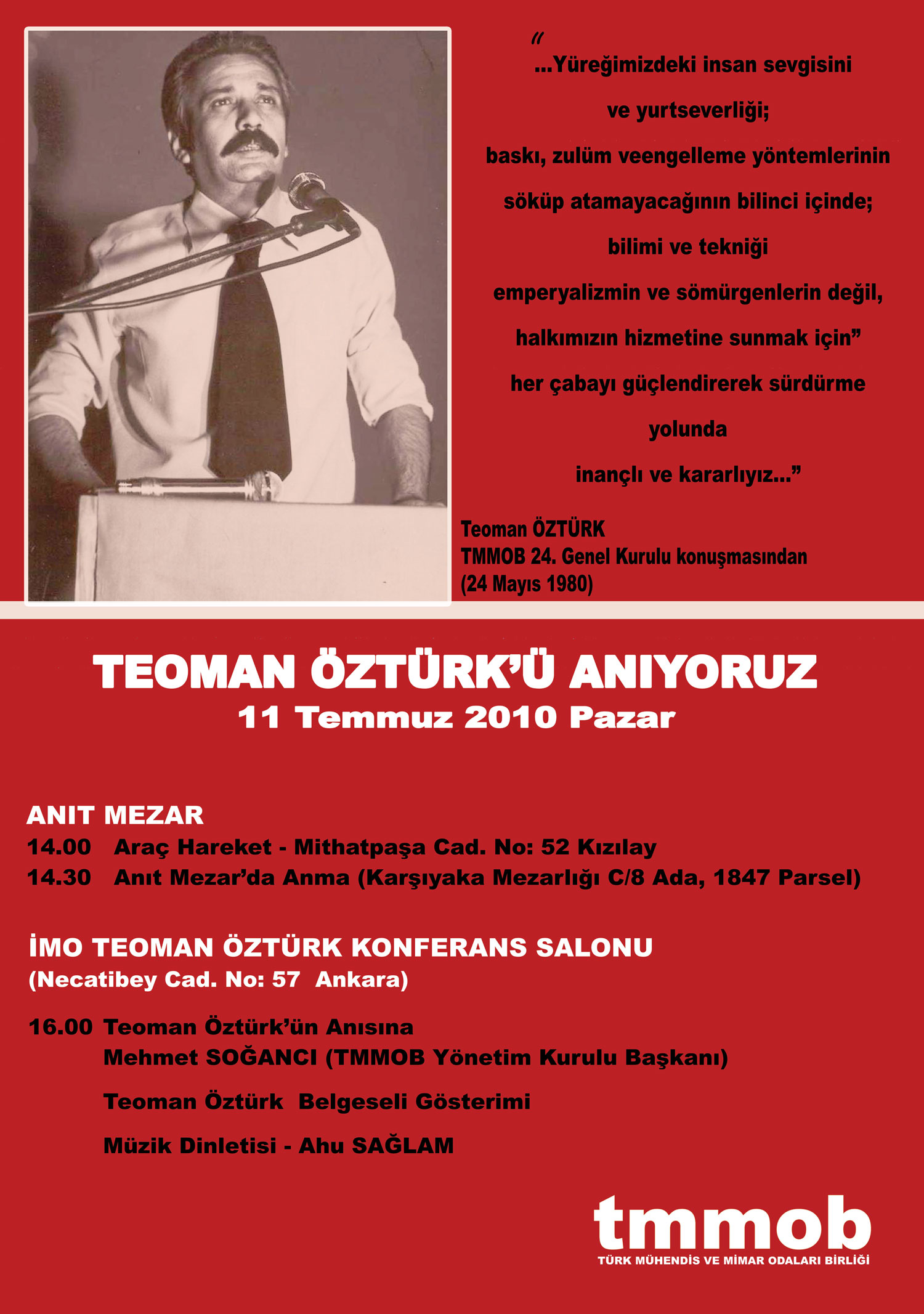 TEOMAN ÖZTÜRK'Ü ANMA ETKİNLİKLERİ.