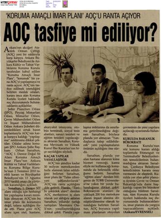 AOÇ TASFİYE Mİ EDİLİYOR?
'KORUMA AMAÇLI İMAR PLANI' AOÇ'U RANTA AÇIYOR 
EVRENSEL GAZETESİ
