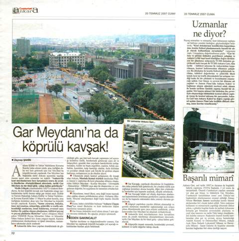 CUMHURİYET 19.07.2007 "GAR MEYDANINA DA KATLI KAVŞAK"