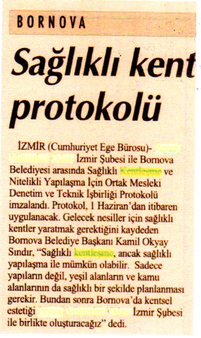 BORNOVA BELEDİYESİ PROTOKOLÜ GAZETE HABERLERİ