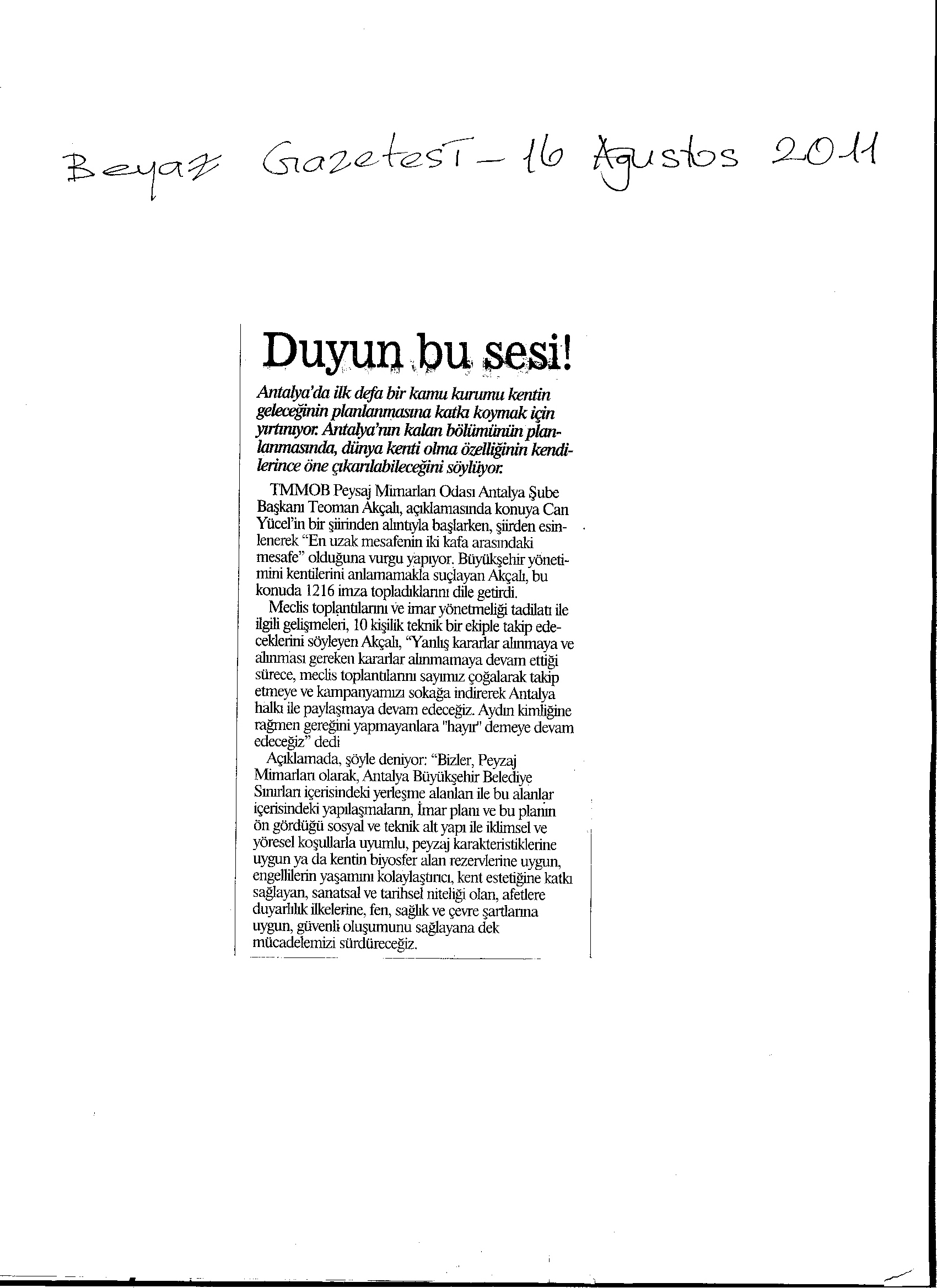 15.08.2011 TARİHLİ BASIN AÇIKLAMAMIZ