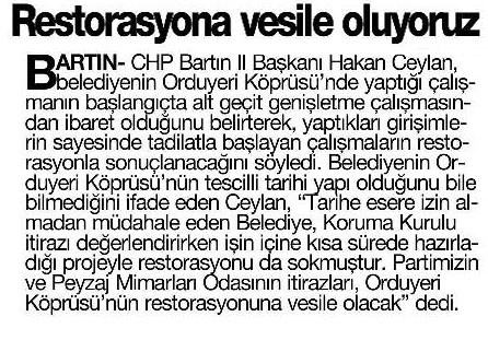 ANAYURT 28.10.2009 "RESTORASYONA VESİLE OLUYORUZ"