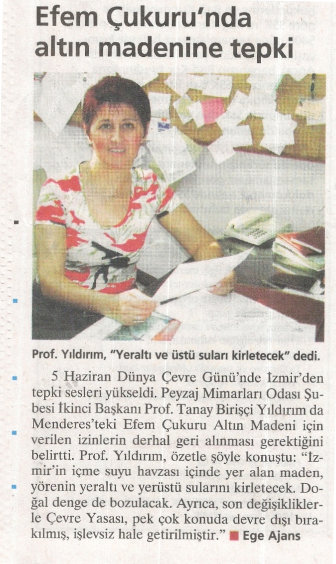 MİLLİYET EGE"EFEM ÇUKURU’NDA ALTIN MADENİNE TEPKİ"