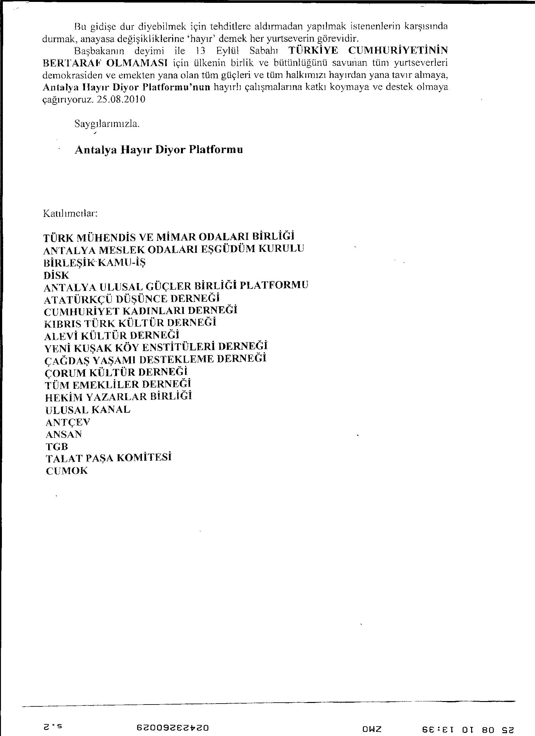 "ANTALYA HAYIR DİYOR"