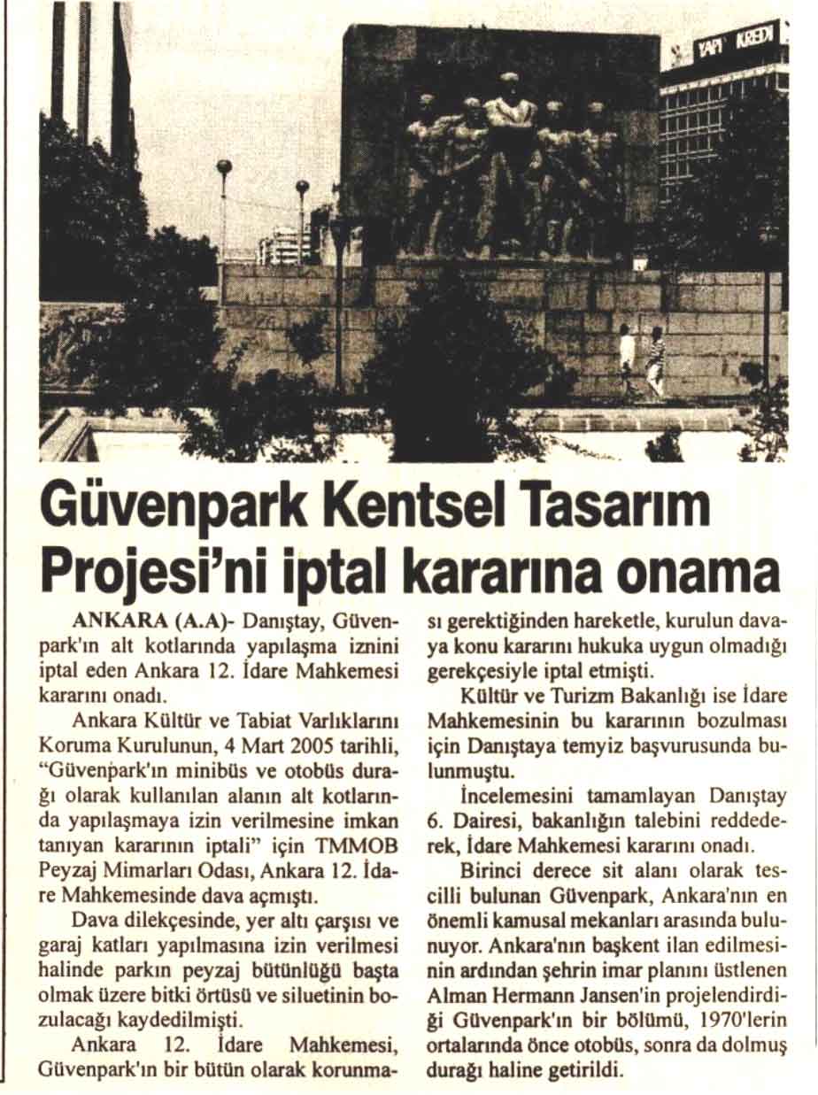 DANIŞTAY GÜVENPARK’TA PEYZAJ MİMARLARININ HAKLI TALEBİNİ ONADI.